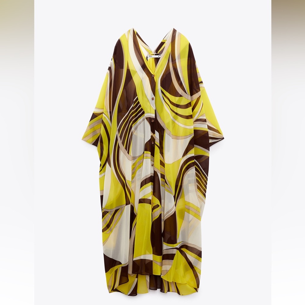 Zara loose fitting printed sheer kaftan kimono